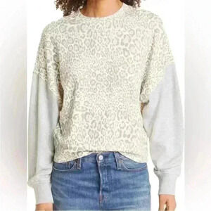 Rails Alice Leopard Print Cotton Blend Top in Mixed Grey Cheetah Size Large NWT